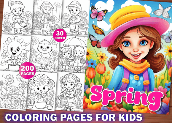 200 Spring Coloring Pages for Kids KDP ❤