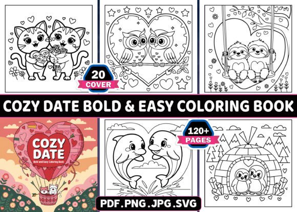 Cozy Date Bold and Easy Coloring Pages