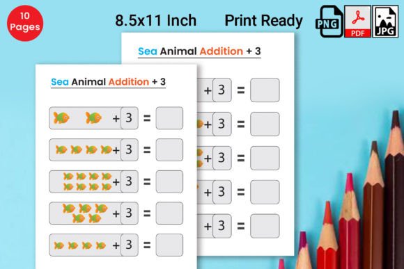 Kids Math Addition with 3 Worksheets