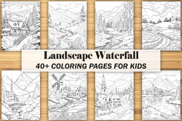 Landscape Waterfall Coloring Pages