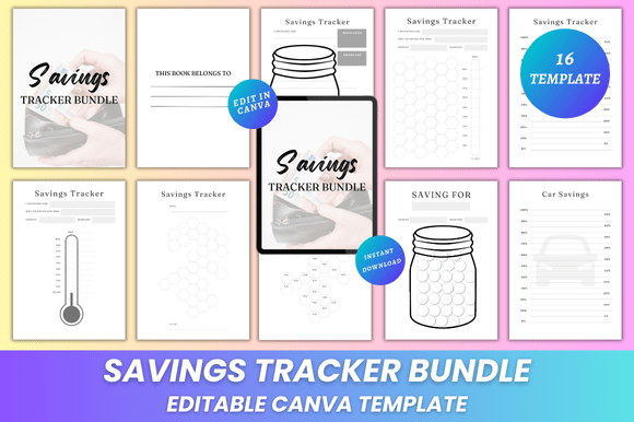 Savings Tracker Bundle Canva KDP