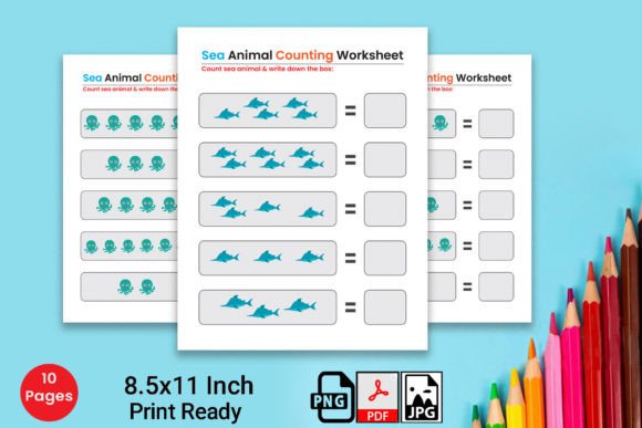 Sea Animal Counting Worksheets