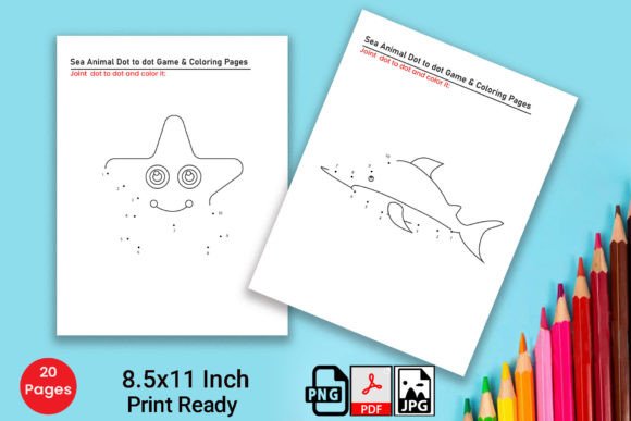 Sea Animal Dot to Dot Game Worksheets
