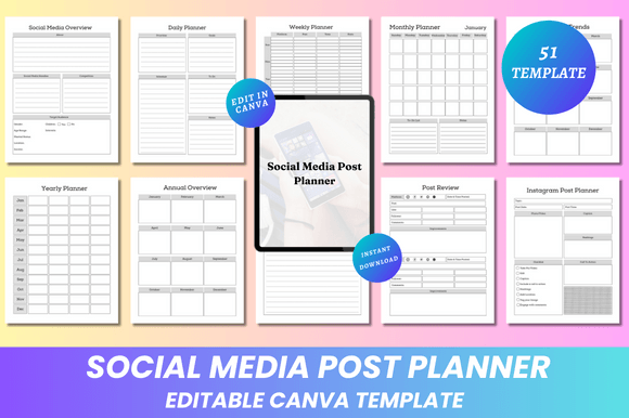 Streamline Your Social Media Strategy with the Editable Social Media Post Planner Canva KDP