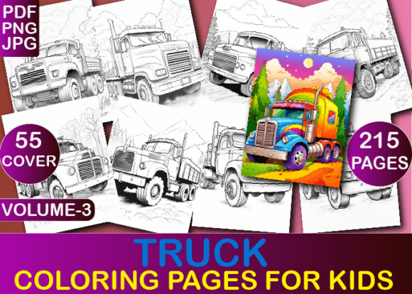 Truck Coloring Book for Kids V-3