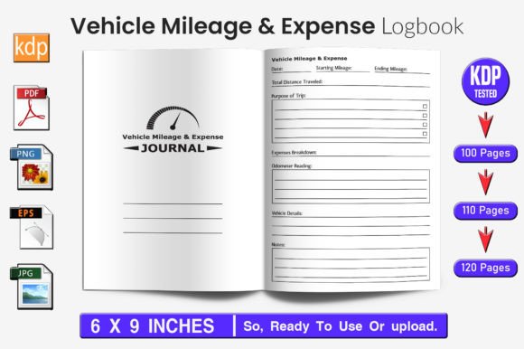 Vehicle Mileage Expense Journal Log Book